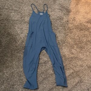 Free People Dusty Blue Relaxed Strap Jumpsuit